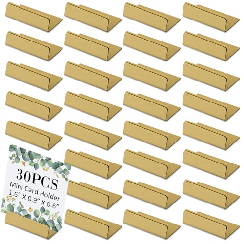 Image of 30 Pcs Place Card Holders Gold Table Card Holder Table Number Stands Antique Small Signs for Display Price Tags Food Signs Reception Party Photo Wedding Favor(Matte Finish)
