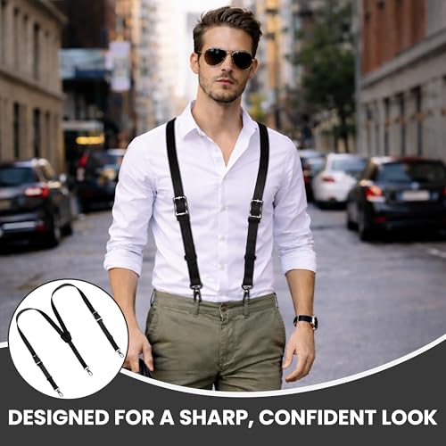 Image of Grain Buffalo Leather Suspender for Men | 0.2 inches thickness | Western Heavy Duty Dress Suspender