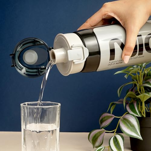 Image of Nayasa Turbo Water Bottle 730ml | BPA Free Plastic | Leak Proof Push Button Cap | School, Office Use | Black