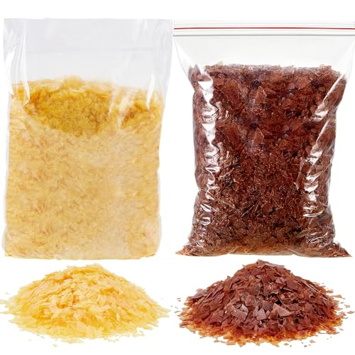 Timgle 35 oz Shellac Flakes Finish Shellac for Home Wood Craft Decoration Household Painting Supplies Light Yellow and Dark Purple