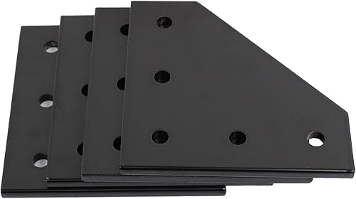 4 placas de soporte de esquina de la serie 3030 anodizadas en forma de L, 5 agujeros de 90 grados, placa de unión exterior con 20 tuercas M6 T + 20