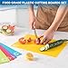 5 Pieces Flexible Plastic Cutting Board Mats with Food Icons, BPA Free Cutting Boards for Kitchen, Non Slip Cutting Mat for Meat and Vegetables (Red, Bright Yellow, Light Green, Purple, Lake Blue)