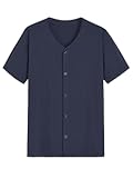 Men&apos;s Viscose Pajama Top Button Up Sleep Shirt