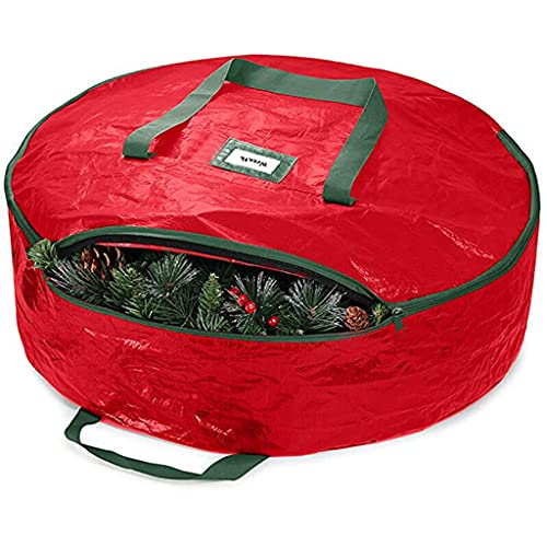 Christmas Wreath Storage Bag Zippered Storage Pock For Home Office Traveling Collect Container