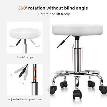 Amazon.com: KKTONER PU Leather Round Rolling Stool with Foot