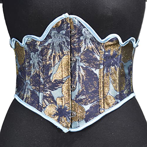 Womens Vintage Royal Court Waspie Corset Belt Underbust Lace Up Boned Bustier Jacquard Brocade Corset Waist Cincher2
