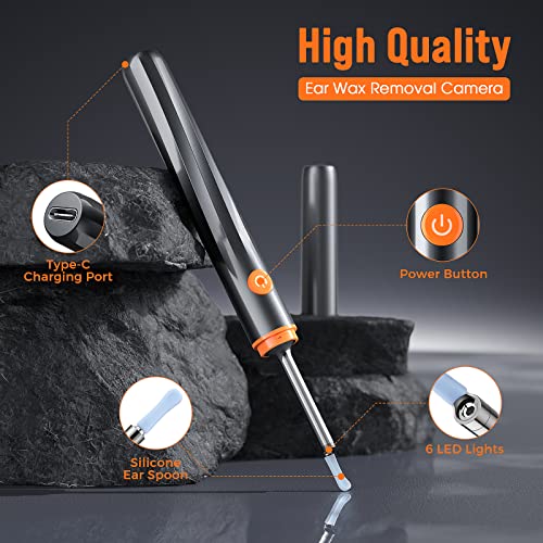 Image of Verilux Ear Wax Remover Tool Kit Camera with 6 Ear Spoons Ear Cleaner Tool Wireless HD Otoscope 1080P 4mm Ear Wax Cleaner Machine Led Light Ear Cleaner Camera for Cleaning Spade for iOS & Android