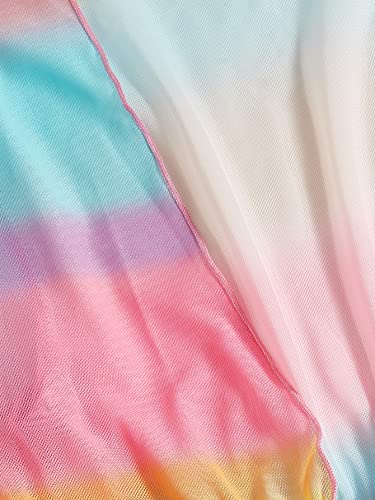 Verdusa Girl's Short Sleeve Colorblock Drawstring Kimono Cover Up Cardigan3