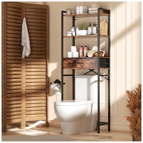 Baño, SIMPLE HOGAR Muebles para Baño,Estante de Baño de 3 Niveles con Cajón de Tela,Muebles de Baño,Organizador de Baño,Estante de Almacenamiento de Baño (Color...