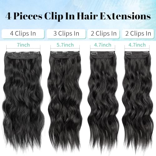 Image of KooKaStyle Wavy Thick Clip in Hair Extensions 16 inch Black