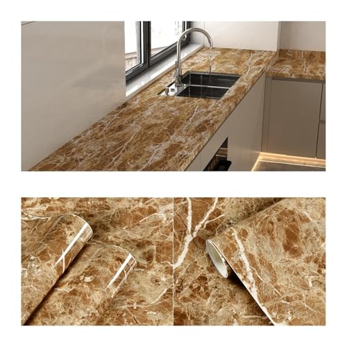 Rénovation carrelage et placard avec le film adhésif cuisine marbre A1