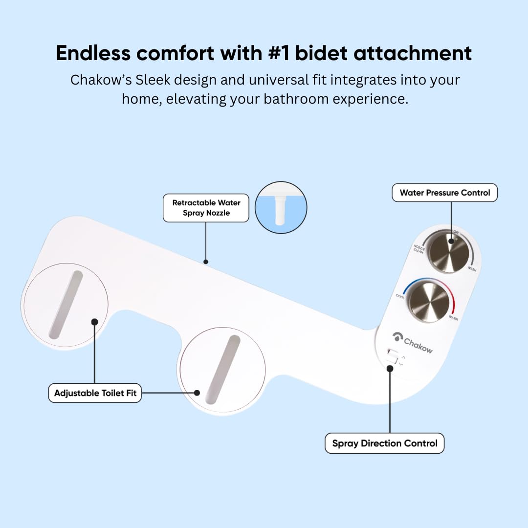As seen in Dragons' Den, Chakow Bidet Attachment for Toilet UK, Patented Self-Cleaning SmartSpray Nozzle - Image 2