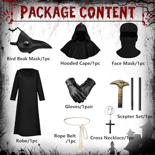 shengo 6 stuks pestdokter, vogelmasker, Halloween snavelmasker