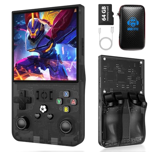 Image of R36MAX Retro Handheld Game Console, 4.0 inch Retro Gaming Console with 64GB Memory, Portable Retro Video Games Console, 4000mAh Battery, Support 30+ Emulators, Charcoal Black