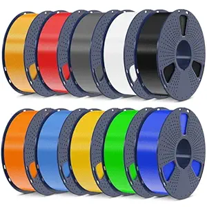 SUNLU 3D Printer Filament Bundle, PLA Plus Filament 10KG 1.75mm, Neatly Wound Filament for Most 3D Printer, 10 Colors, 1kg Spool, Black+White+Grey+Green+Blue+Bluegrey+LightGold+Pureyellow+Red+Orange