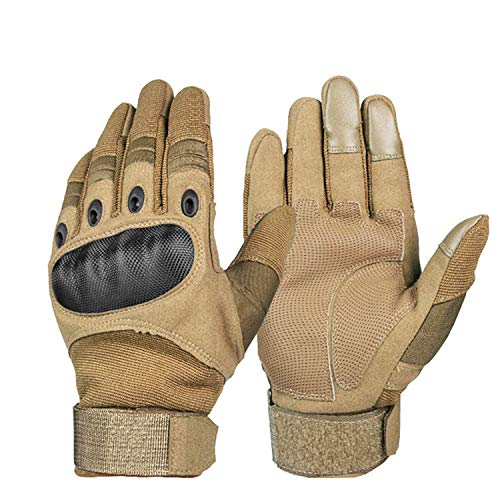 Gants Moto, Gants Scooter Unisexe Gants Tactiques Ecran Tactile Plein -Doigt Respirable pour Auto Moto, Vélo, Motocross, Combat, Camping, Randonné (Marron, X-Large) Cover