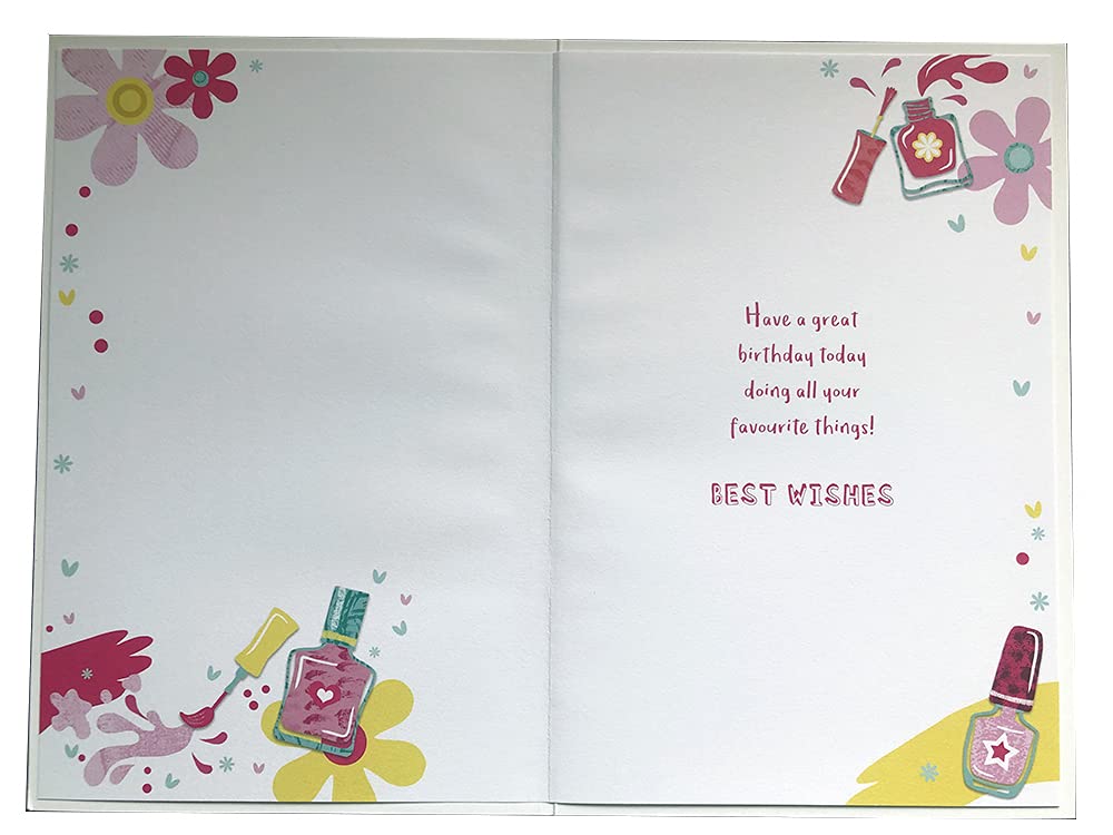Paper Rose Granddaughter 8th Birthday Card - Happy Birthday Card With Girl And Cat Design And Special Finish