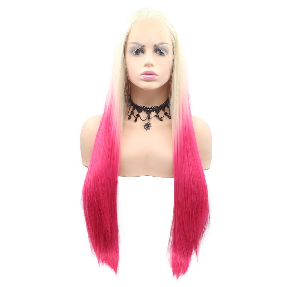 Sylvia Ombre Platinum Blonde to Pink Lace Front Wig 22