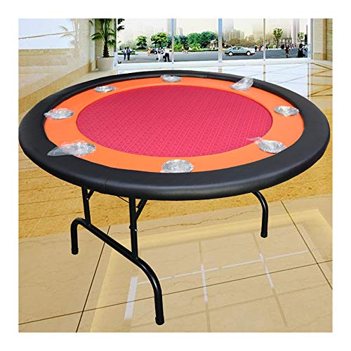 Faltbarer Pokertisch Casino Texas Holdem Faltbarer Aufbewahrungsrahmen aus Eisen rund 8 Personen Poker Tischplatte Matte 132 x 132 cm D (C)