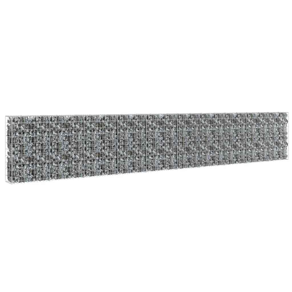 Yngbhfnop Silver Gabion Wall With Covers Galvanised Steel 600X30x100 Cm Heavy Duty Retaining Wall For Garden Landscape, Rustproof Weather Resistant Gabion Basket For Windbreak Privacy Fence, 1400Kg Capacity