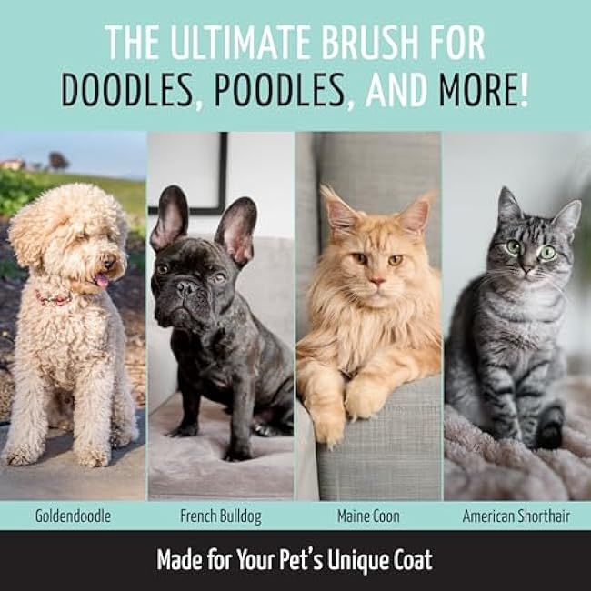 Tauro Pro Line Dog Slicker Brush for Shedding - Removes Undercoat, Tangles Short, Wavy & Long Hair - Pet Brush for Dog & Cat Grooming, Non-Slip Grip, Hard Pin (Size L - Mint)-RKryT5wz