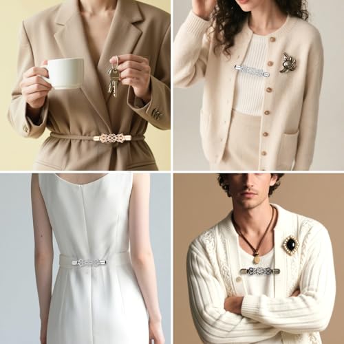 Image of 3pcs Vintage Sweater Clips Shirt Dress Clips Back Cinchs Shawl Cardigan Collar Clip to Tighten Dress Pant Waist Tightener Brooches Decor for Women