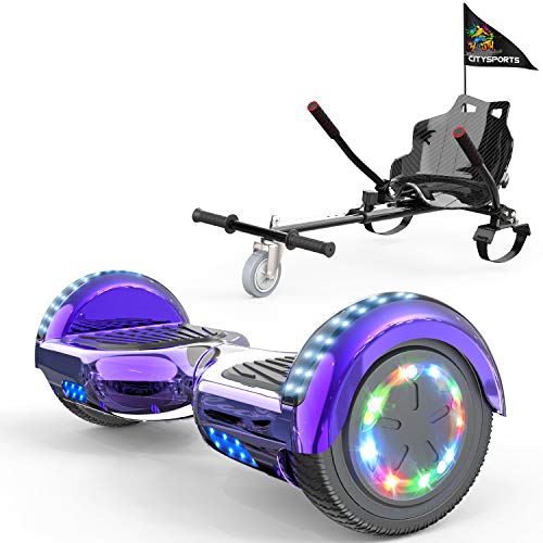 6,5 Zoll Hover Scooter Board, Hoverboards mit Hoverkart- Self Balance Board Elektro Scooter - Bluetooth - LED Räder + Go-Kart