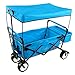Produktbild FUXTEC faltbarer Bollerwagen JW-76C Türkis klappbar mit Dach, Vorderrad-Bremse, Strand-Reifen und Lenkdeichsel, Hecktasche, für Kinder geeignet - Das Original mit Qualität!