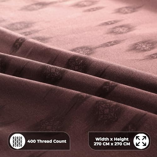 Image of Story@Home Luxe 400 TC Sateen Weave 100% Cotton Bedsheet King 270 cm x 270 cm Ombre Printed Soft Flat Sheet with 2 Pillow Covers 18 x 27 Inch Burgundy-Gift Packaging