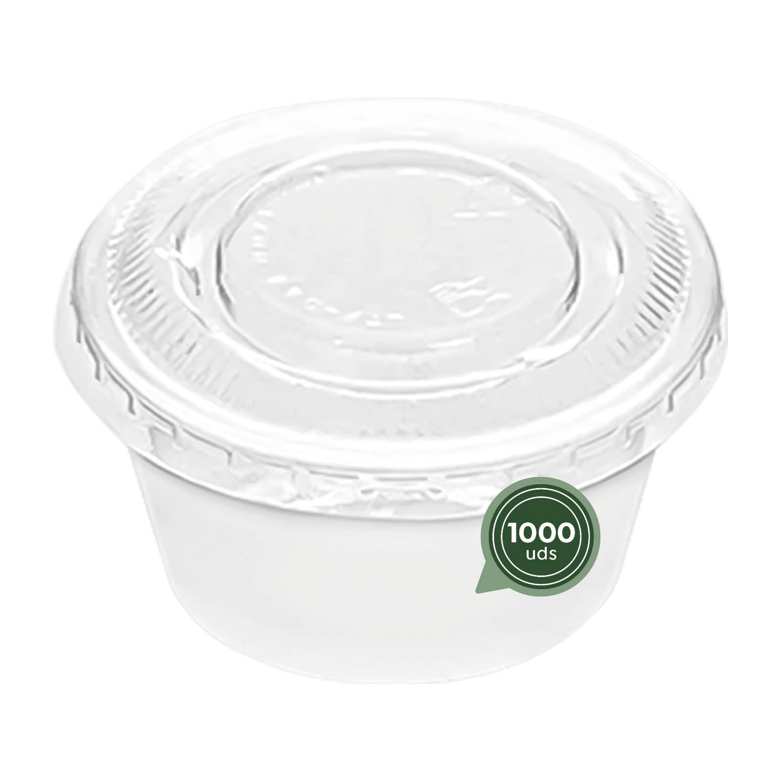 MAXI PRODUCTS - 1000 salsiere bianche con coperchio trasparente - barattoli di plastica riutilizzabili con coperchio per salse - tarrine bianche 100 cc - confezioni per salse - extra resistenti