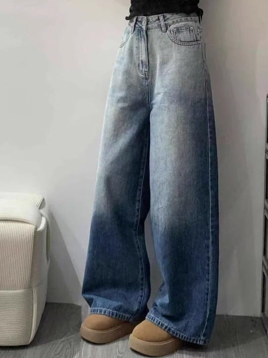 Image of KOTTY Women Wide Leg Baggy Jeans High Waist Relaxed Fit Denim Casual Wear