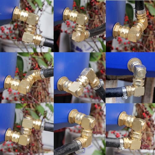 Image of Garden Hose Swivel elbow Connector 90 Degree Solid Brass Pipe Fittings Hose Kink Protector (2 Pack)