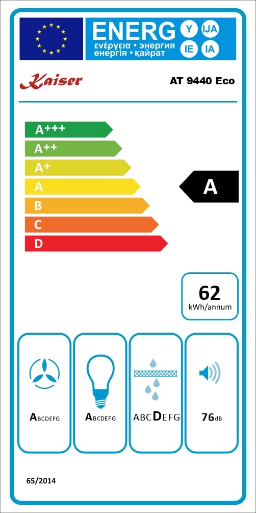 Kaiser AT 9440+Tubería Campana de pared 90 cm, cabeza libre, negro, vidrio, 1250m³/h, campana de extracción, campana de reciclaje, apertura eléctrica, ganadora del German Brand Award 2018