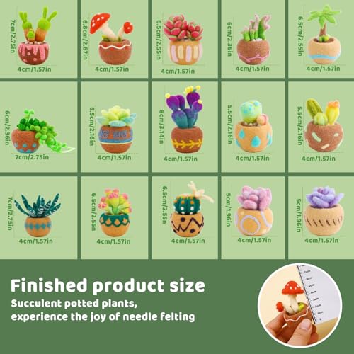 Image of Yizzvb Needle Felting Kit, 15 Pcs Succulent Felting Kit Cute Taco Felting Kit for Beginners Adult Including Instruction Wool Roving Foam Pad Needles DIY Craft Home Decoration Craft Party Supplies