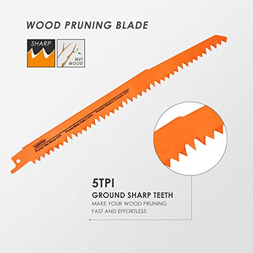 Luckyway 10-Piece 9 Inch Pruner Saw Blades Set, Sawzall Saw Blades Set, Reciprocating Saw Blades Set For Wood Cutting Pruning #TOP2