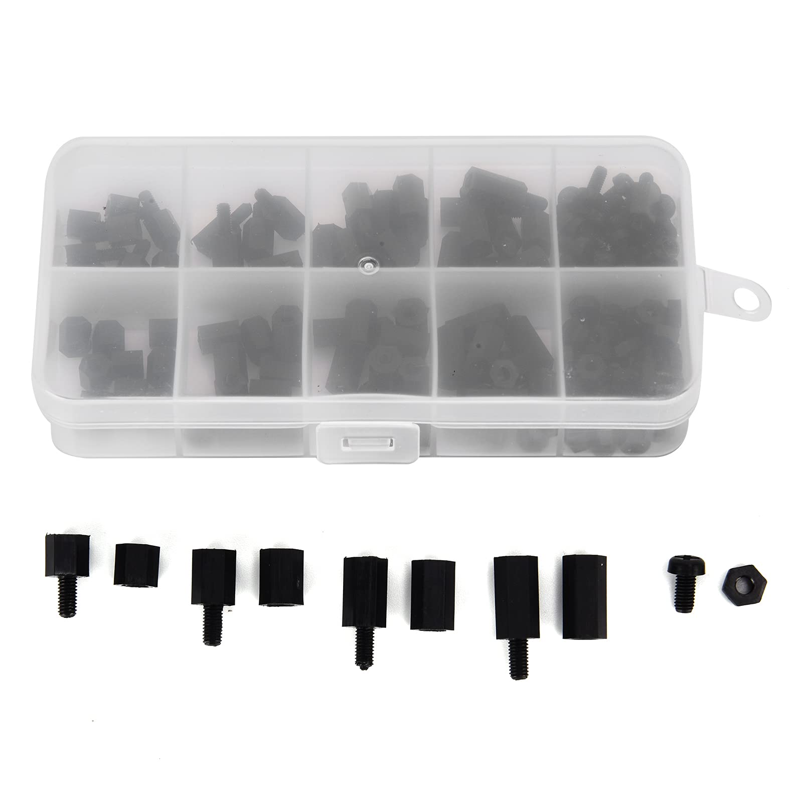 Nero) Assortimento di distanziali per PCB con dado esagonale, bullone Nero) Assortimento di distanziali per PCB con dado esagonale, bullone