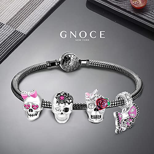 Image of GNOCE Skull Pendant Charm Silver Dangle Charms Bead fit Bracelet /Necklace Jewelry Gift for Women Men