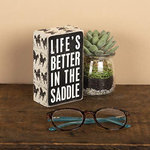Primitives-by-Kathy-22205-Horse-Print-Trimmed-Box-Sign-3-x-5-Inches-Lifes-Better-in-The-Saddle Primitives by Kathy 22205 Horse Print Trimmed Box Sign 3 x 5 Inches Lifes Better in The Saddle