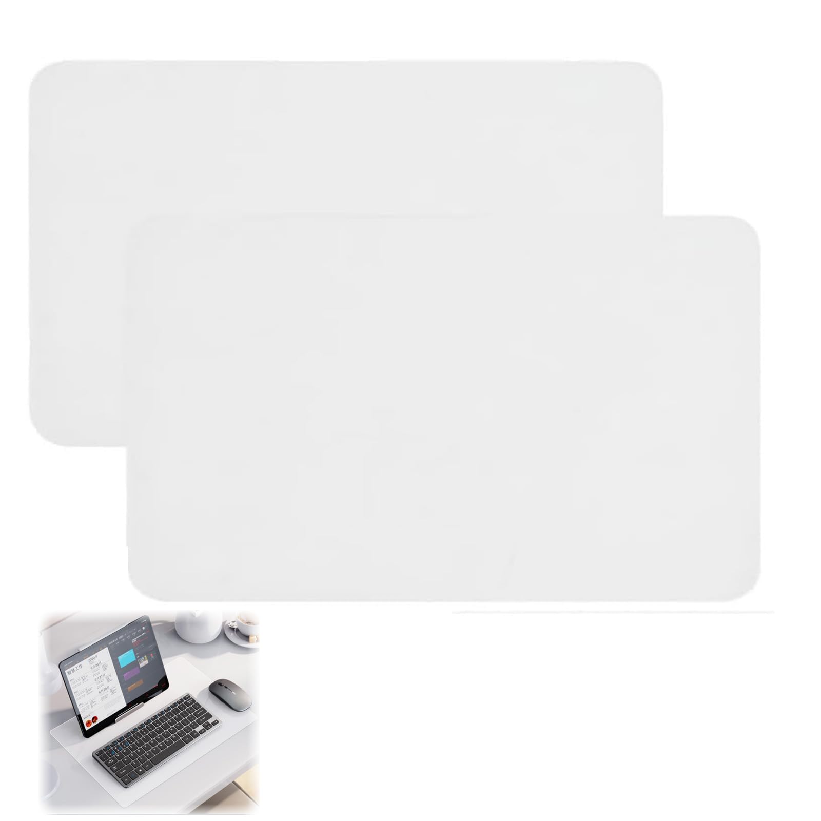 2 Pcs PVC Mats for Worktops, 40x30cm Heat Resistant Non-Slip Table Protector, Washable Reusable Craft Mat for Baking Pastry Painting, Translucent Desk Pad