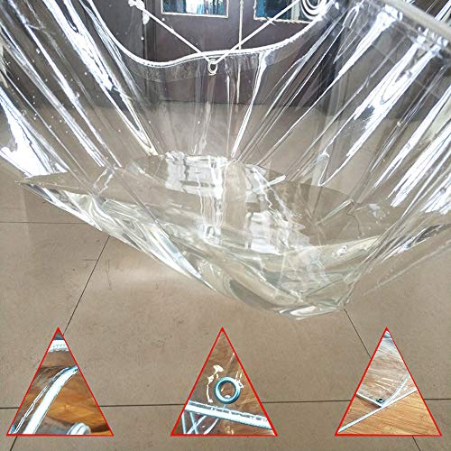 XXS Lona de PVC Impermeable 100% Transparente, 600 g / ㎡, Lona Resistente al Agua Suave Resistente de 0,5 mm, Ventana de Cortina de Lluvia al Aire Libre Balcón Lona de Parabrisas a Prueba de Lluvia Cover