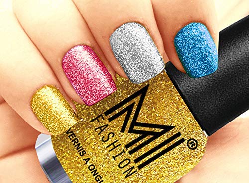MI FASHION Platinum Collection 12 ml each Set of 4 Glitter High Shine Long Lasting Nail Polish Colors at Your Fingertips Golden Gold, Pink, Silver, Sky Blue (Pack of 4)-image-48