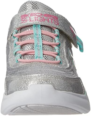 Skechers Kids Girls Glow Brites Sneaker, Light Grey, 11 Little Kid | Image 1
