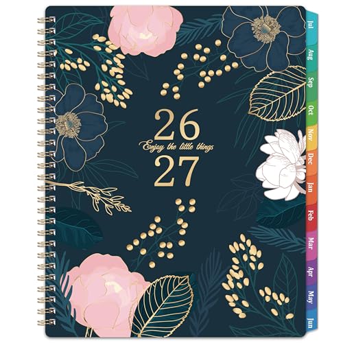 Planner 2026-2027 - Academic Planner 2026-2027, July 2026 - June 2027, Weekly & Monthly Planner, 8'' x 10', Calendar Planner, Colorful Monthly Tabs, Twin-wire Binding, Back Pocket, Holidays