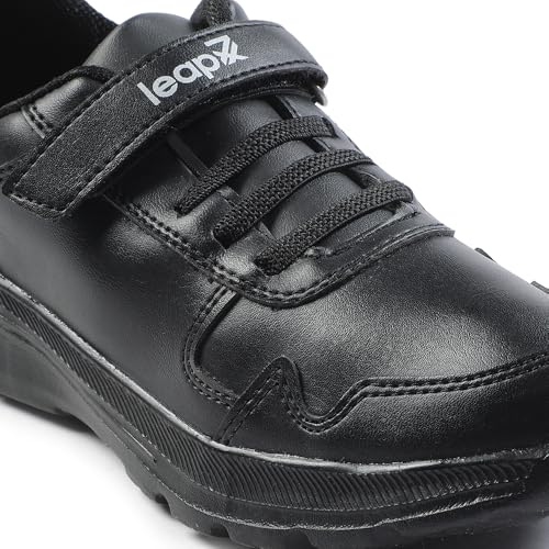 Image of Liberty Leap7x SCHLPRO-3 Uniform School Shoes for Kids with EVA Sole | PU Upper Quick-Wear Velcro Closure | Stylish & Lightweight | Comfortable Footbed | Memory Foam Insole