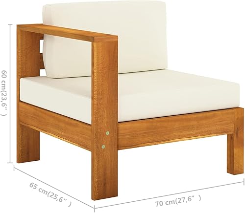 Miniatura 2 de vidaXL Sofá de patio de 3 plazas de madera de acacia maciza con cojines, juego de salón al aire libre