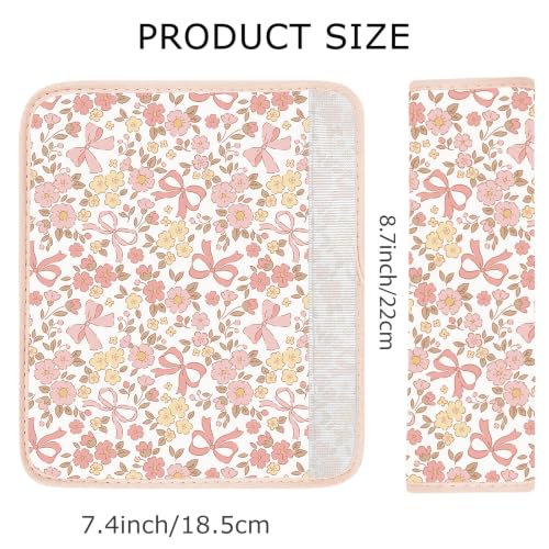 Image of Seat Belt Cover for Kids, Seat Belt Pad for Boys Girls, Car Seat Straps Shoulder Pads for Kids, Kid's Seat Belt Cushion, Shoulder Strap Pad, 1 Piece (Cute Flower Bow)