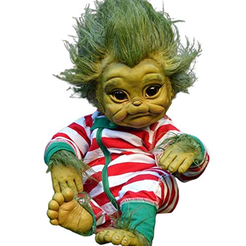 iFlymisi Christmas Reborn Baby Doll,Reborn Baby Grinch Toy Real Touch Lifelike Realistic ChristmasCartoon Doll Christmas Simulation Doll Gift ChristmasGift Toys For Kids