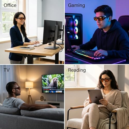 Image of Eyekepper 100% Blue Light Reduction,Huge Fitover Anti-Blue Blocking Computer Eyeglasses with Extra Amber Lenses, Black Red