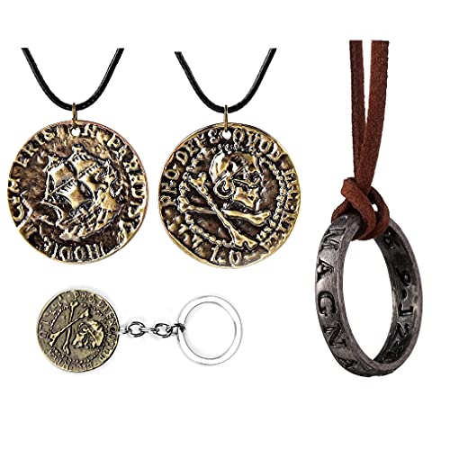 3 pcs/set PS4 Game Uncharted 4: A thief's end Alloy Ring &Necklace Pendant 3 pcs/set PS4 Game Uncharted 4: A thief's end Alloy Ring &Necklace Pendant