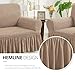 NICEEC Loveseat Slipcover Khaki Loveseat Cover 1 Piece Easy Fitted Sofa Couch Cover Universal High Stretch Durable Furniture Protector Love Seat with Skirt Country Style (2 Seater Khaki)